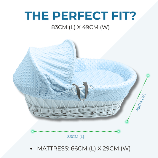 White Waffle Grey Wicker Baby Moses Basket With Stand